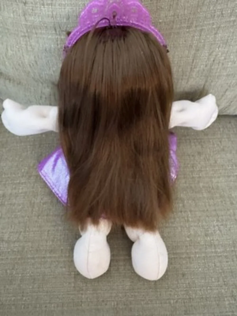 Cabbage Patch Kid Doll Purple Sparkle Dress Blue Eye Brown Hair Princess Tiara